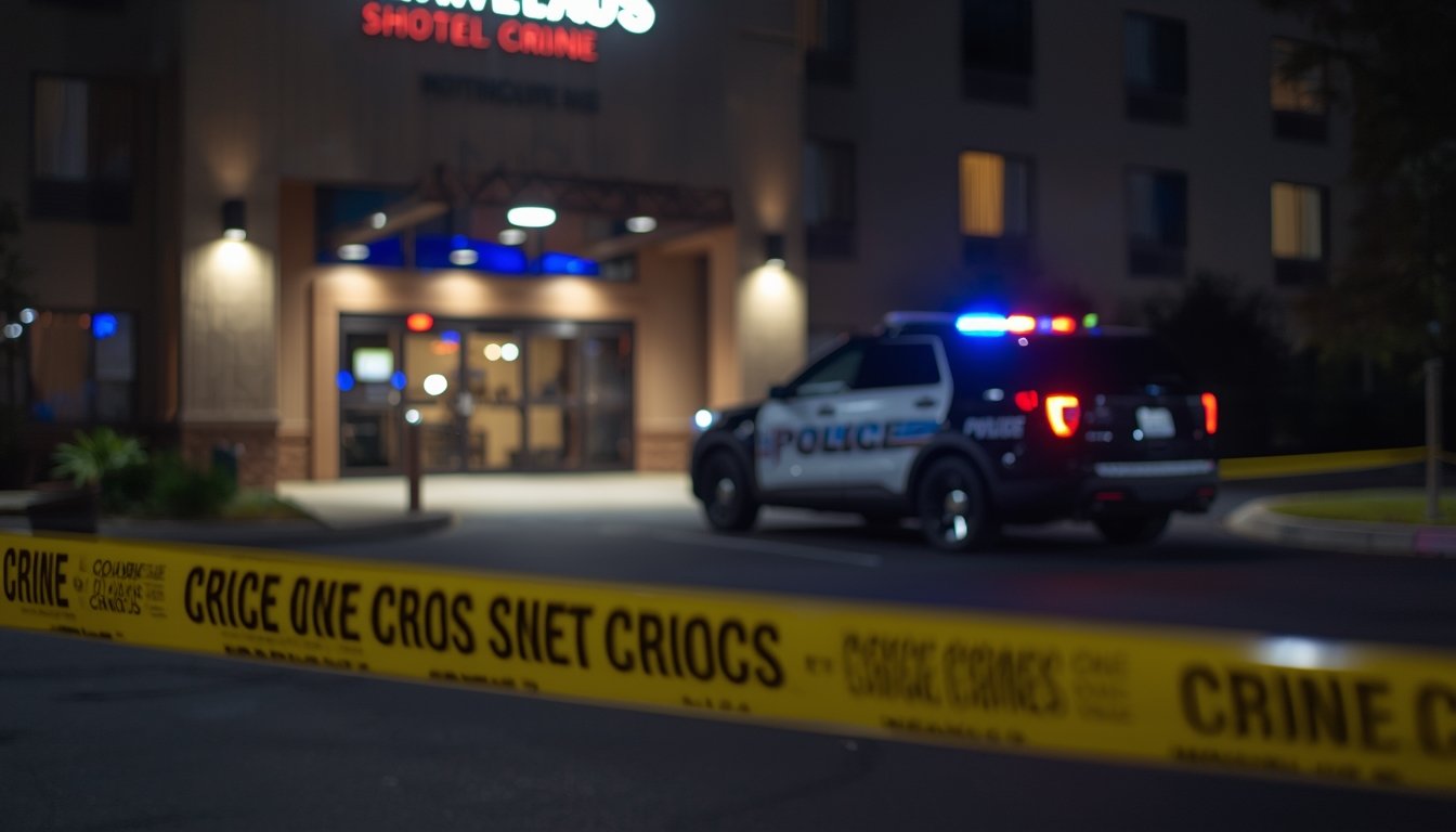 Police investigation scene at Candlewood Suites Columbus North after a fatal shooting