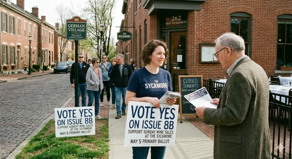 German Village Restaurant Asks Neighbors to Vote Yes on Sunday Wine Sales, Exposing Gaps in Ohio's Liquor Laws German Village Restaurant Asks Neighbors to Vote Yes on Sunday Wine Sales, Exposing Gaps in Ohio's Liquor Laws