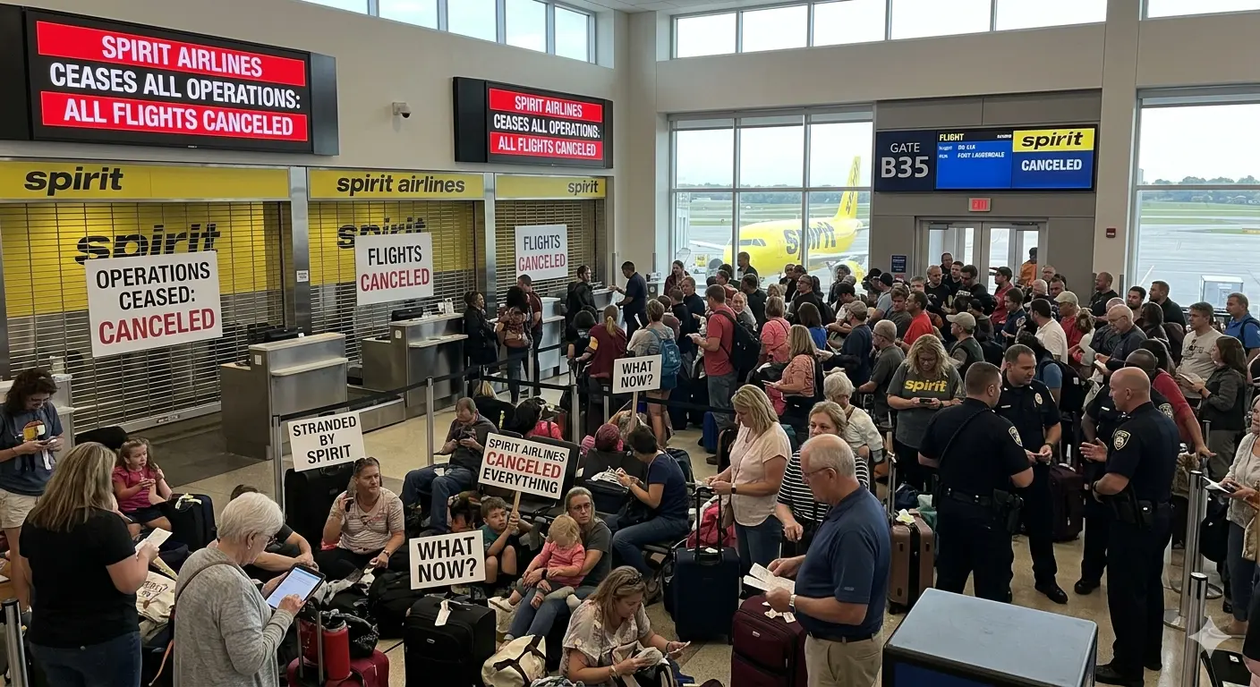 Spirit Airlines Ceases All Operations, Stranding Passengers at John Glenn Columbus International Airport