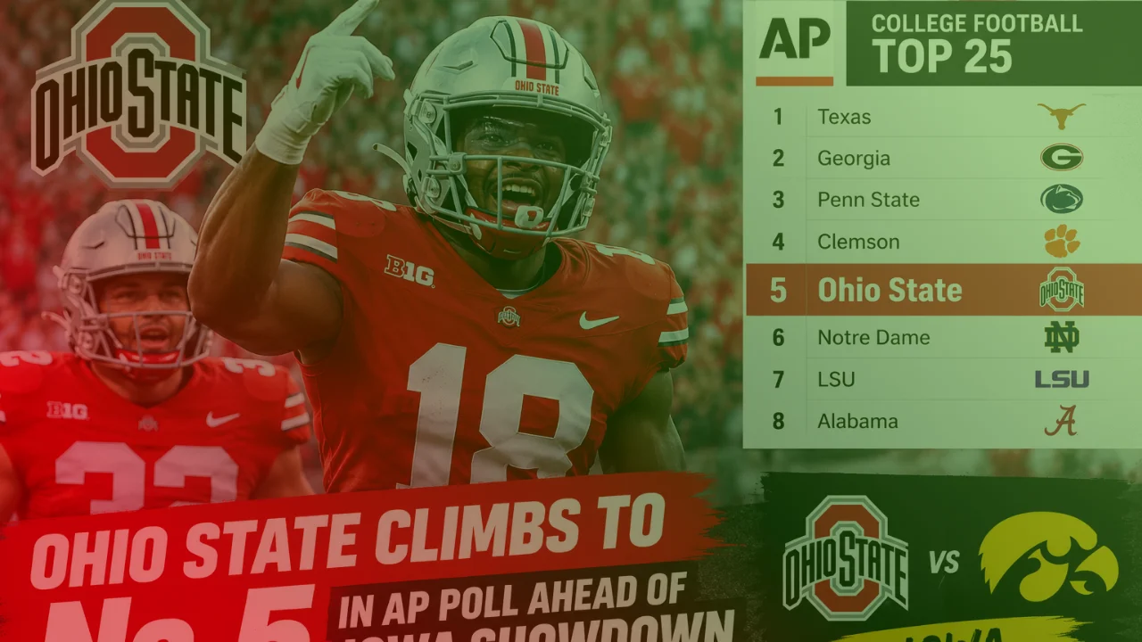 Ohio State Climbs to No. 5 in AP Poll Ahead of Iowa Showdown